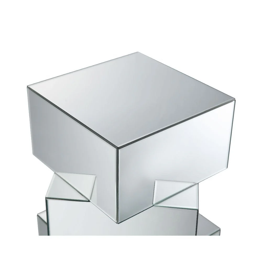 24" Mirrored Contemporary Stacking Square End Table By Homeroots - Image 2