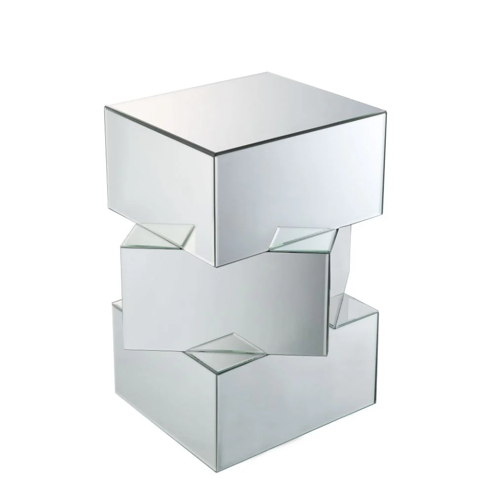 24" Mirrored Contemporary Stacking Square End Table By Homeroots - Image 3