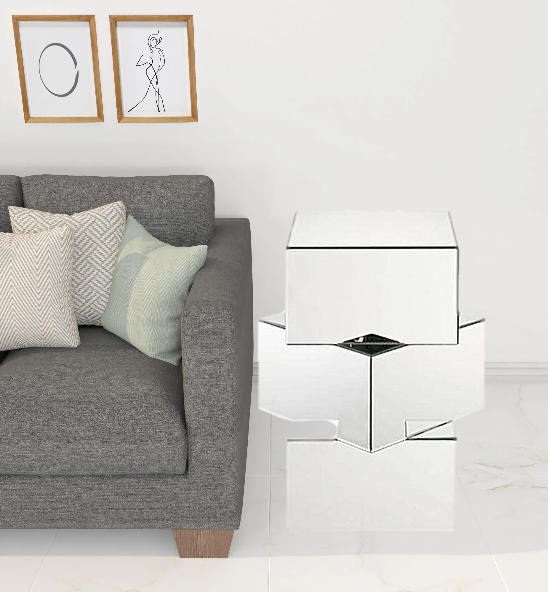 24" Mirrored Contemporary Stacking Square End Table By Homeroots - Image 4