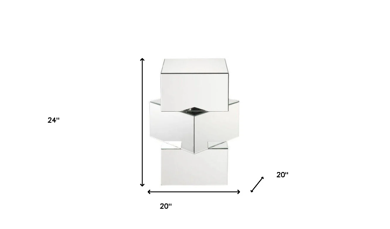 24" Mirrored Contemporary Stacking Square End Table By Homeroots - Image 7