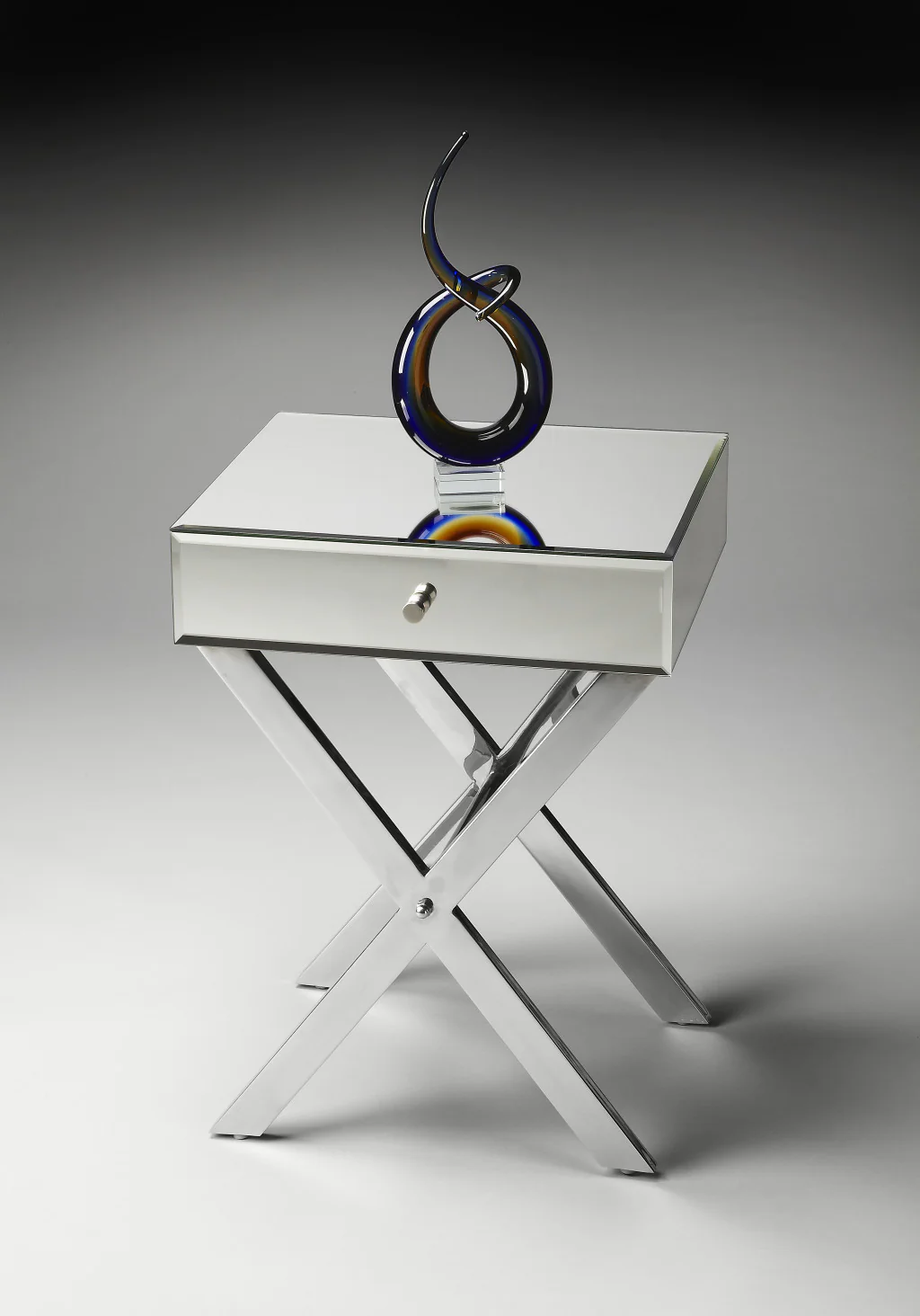24" Mirrored Glass End Table With Drawer By Homeroots - Image 5