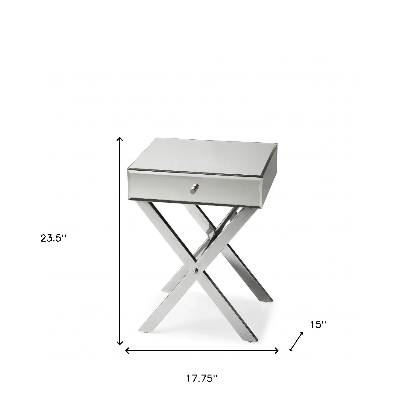 24" Mirrored Glass End Table With Drawer By Homeroots - Image 6