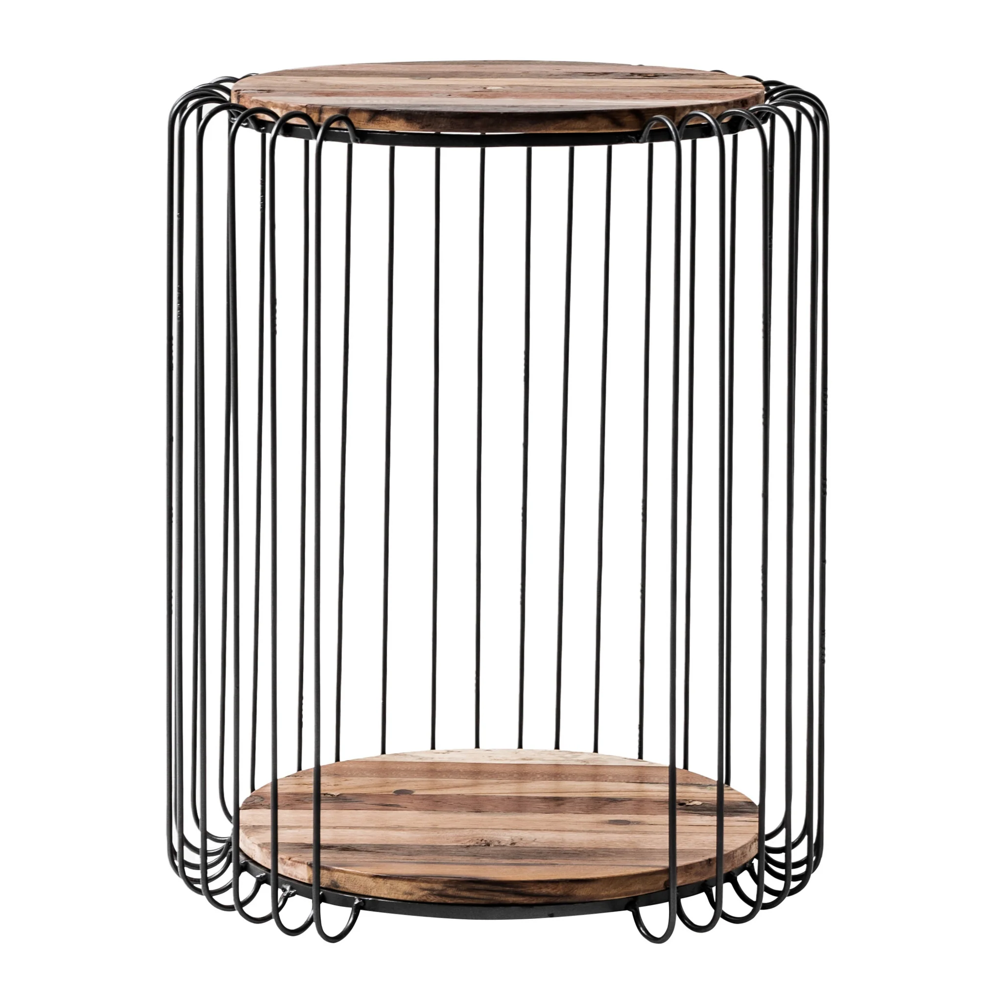 24" Modern Black and Rustic Brown Round End Table By Homeroots - Image 2