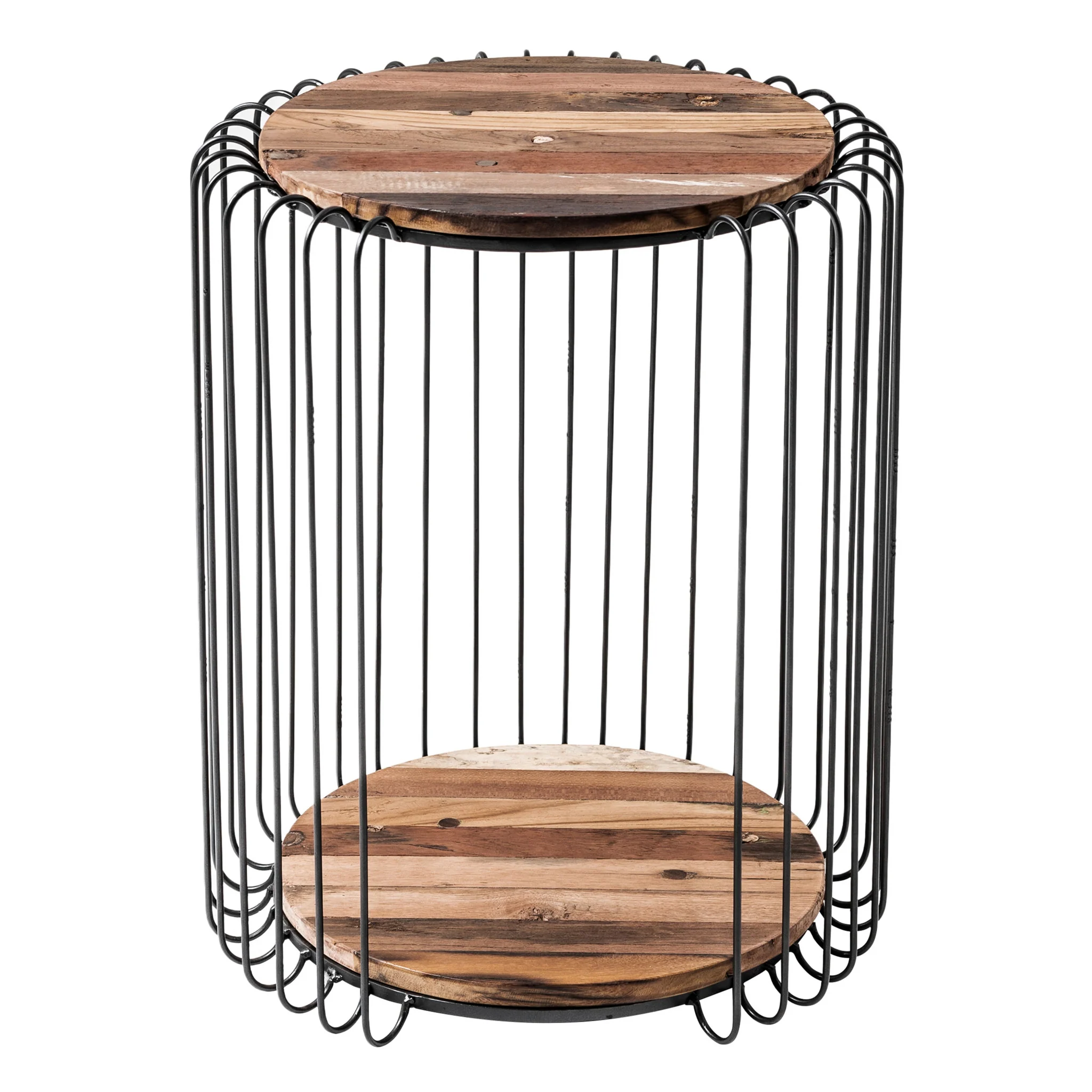 24" Modern Black and Rustic Brown Round End Table By Homeroots - Image 3