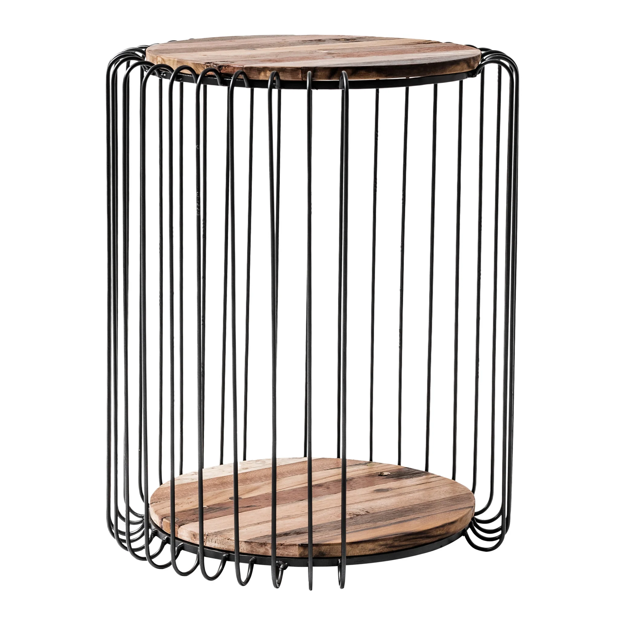 24" Modern Black and Rustic Brown Round End Table By Homeroots - Image 4