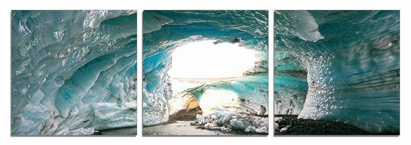24" Multicolor Canvas 3 Horizontal Panels Ice Cave Photo By Homeroots - Image 3