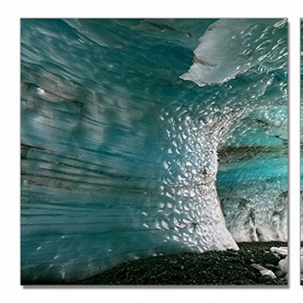 24" Multicolor Canvas 3 Horizontal Panels Ice Cave Photo By Homeroots - Image 4