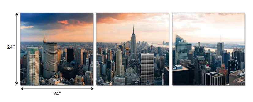 24" Multicolor Canvas 3 Horizontal Panels NYC Photo By Homeroots - Image 2
