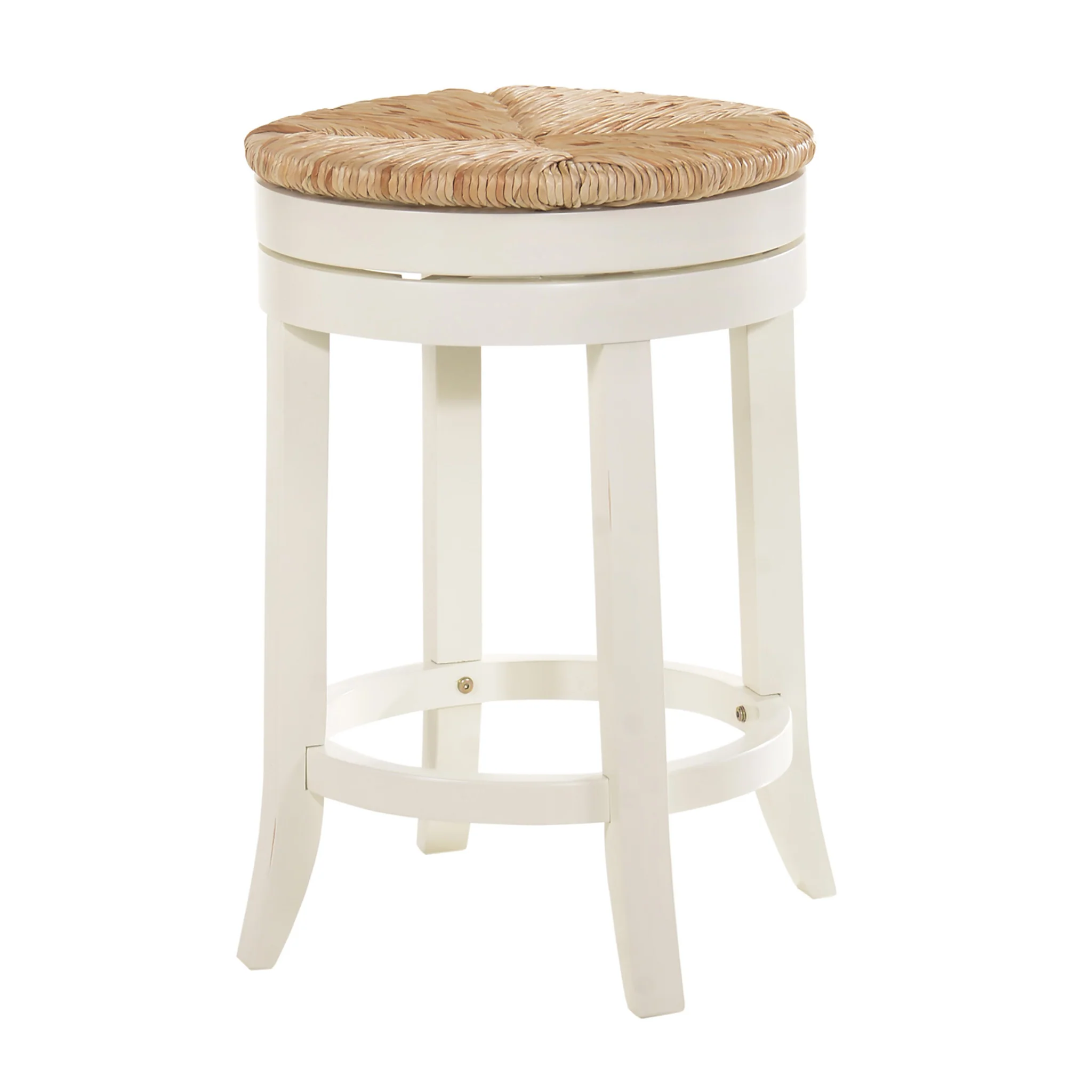 24" Natural and Antiqued White Solid Wood Swivel Backless Counter Height Bar Chair with Footrest By Homeroots - Image 2