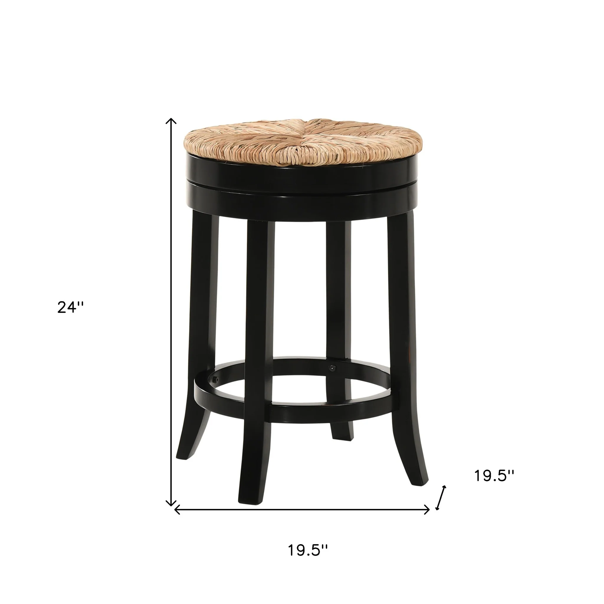 24" Natural And Black Solid Wood Swivel Backless Counter Height Bar Chair With Footrest By Homeroots - Image 5
