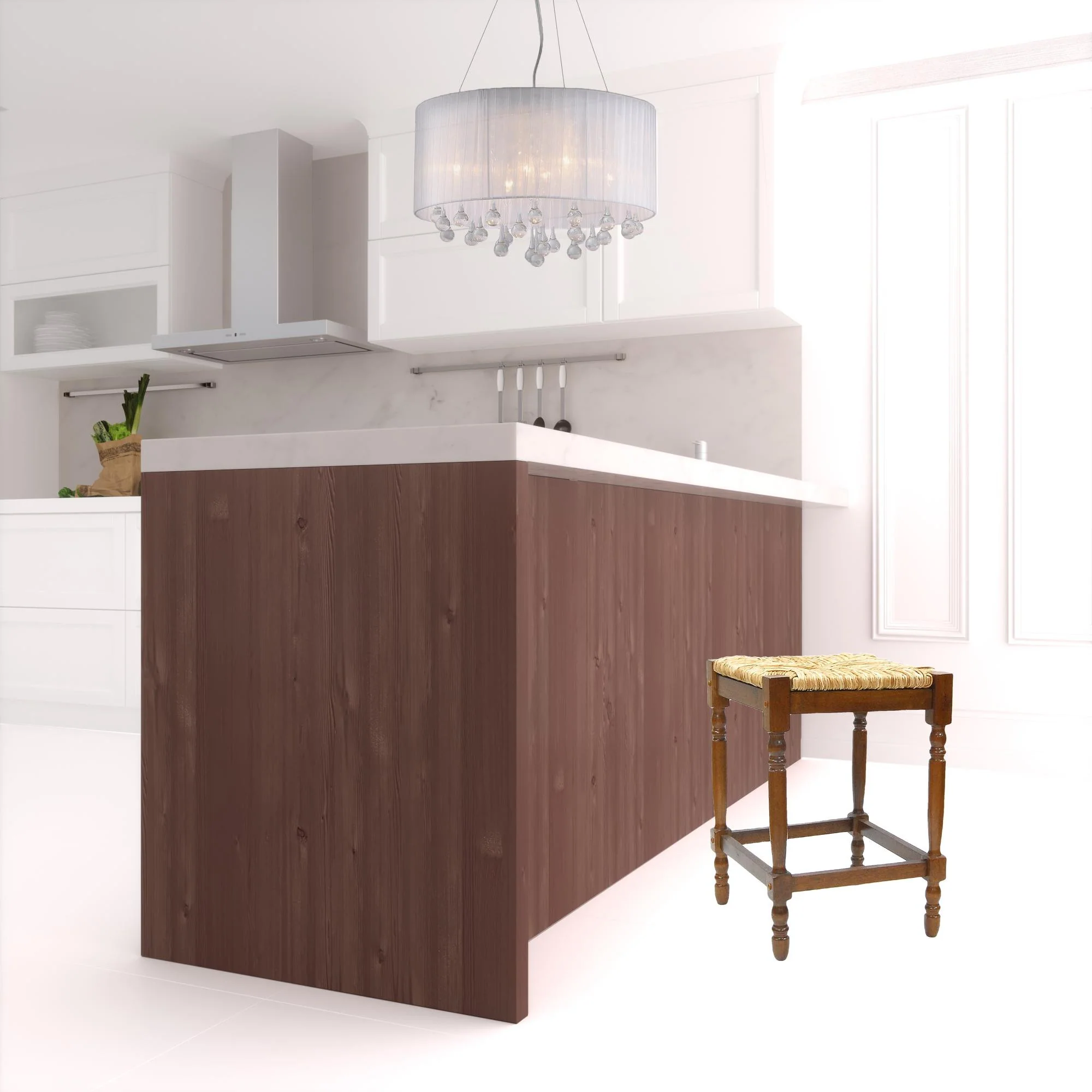 24" Natural And Brown Backless Counter Height Bar Chair With Footrest By Homeroots - Image 2