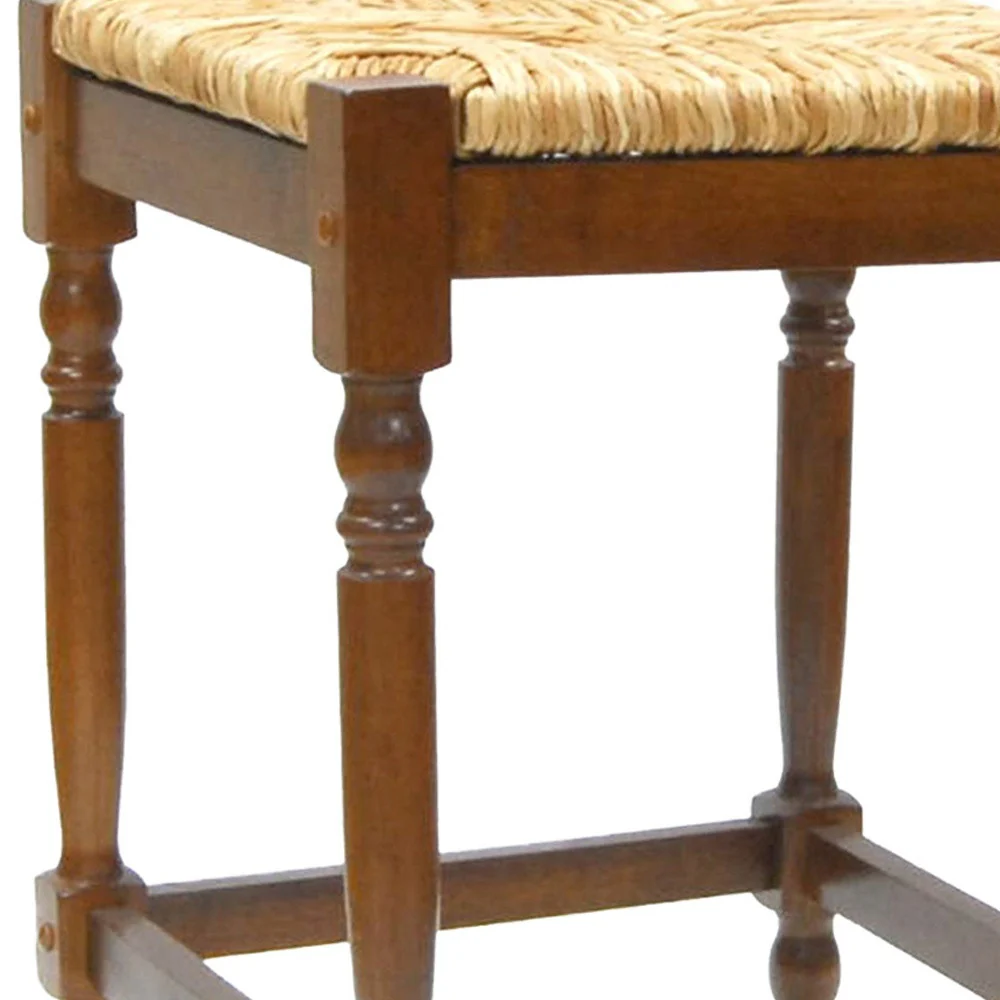 24" Natural And Brown Backless Counter Height Bar Chair With Footrest By Homeroots - Image 3