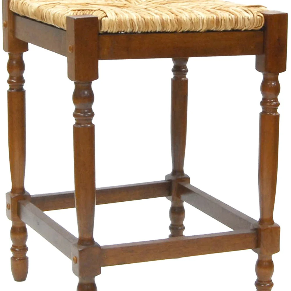 24" Natural And Brown Backless Counter Height Bar Chair With Footrest By Homeroots - Image 4