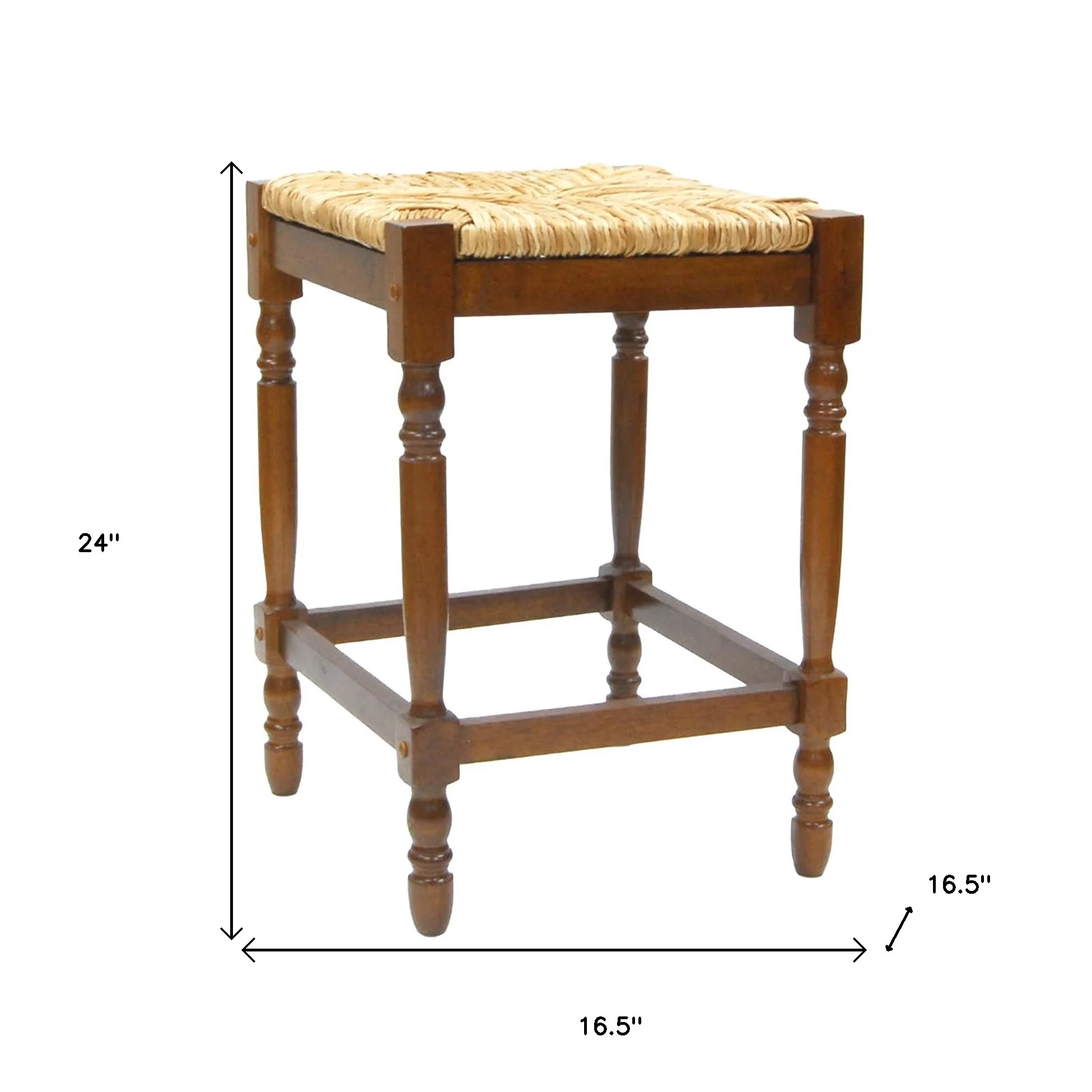 24" Natural And Brown Backless Counter Height Bar Chair With Footrest By Homeroots - Image 5