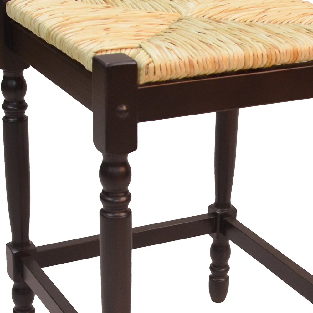24" Natural And Espresso Backless Counter Height Bar Chair With Footrest By Homeroots - Image 3