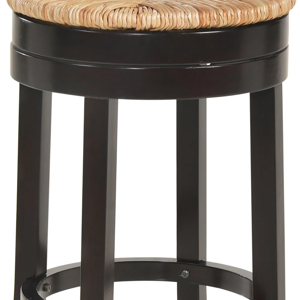 24" Natural And Espresso Swivel Backless Counter Height Bar Chair With Footrest By Homeroots - Image 4