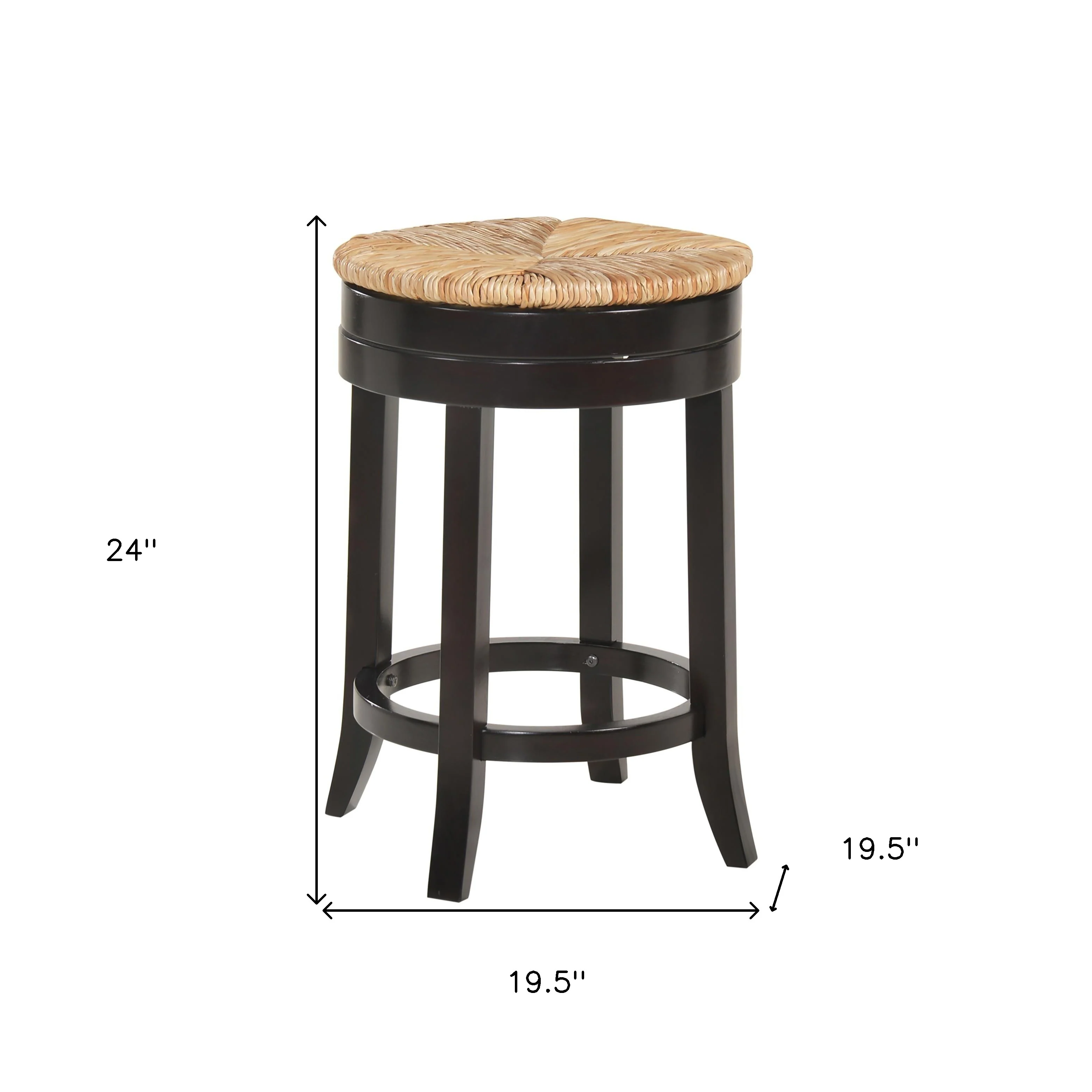24" Natural And Espresso Swivel Backless Counter Height Bar Chair With Footrest By Homeroots - Image 5
