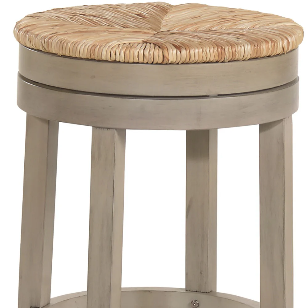 24" Natural And Gray Swivel Backless Counter Height Bar Chair With Footrest By Homeroots - Image 4