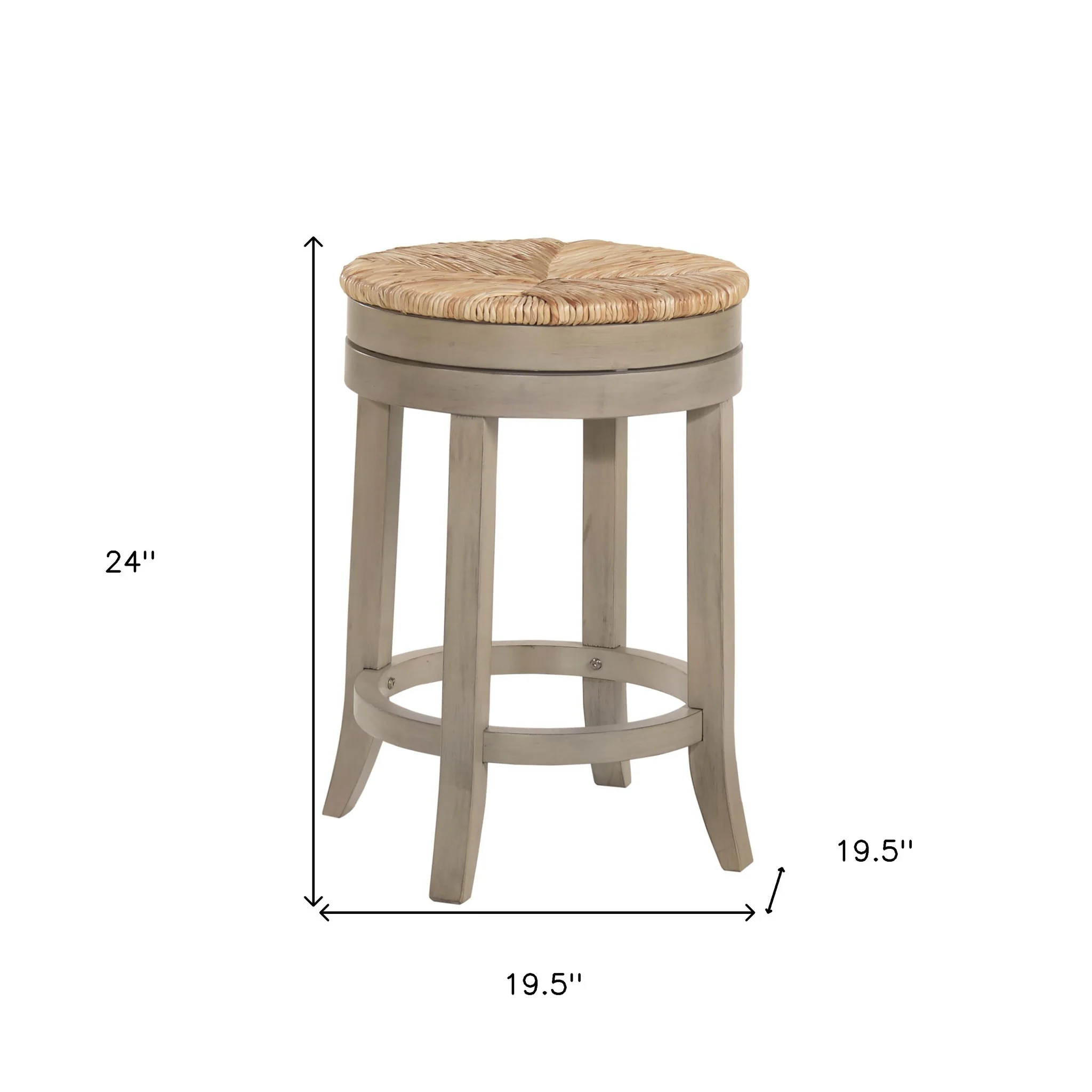 24" Natural And Gray Swivel Backless Counter Height Bar Chair With Footrest By Homeroots - Image 5