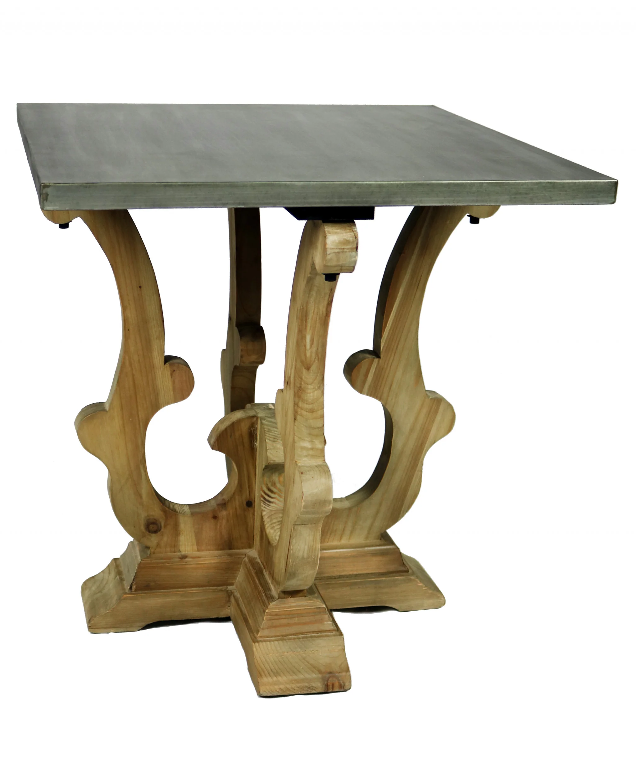 24" Natural Brown And Gray Metal And Solid Wood Square End Table By Homeroots - Image 2