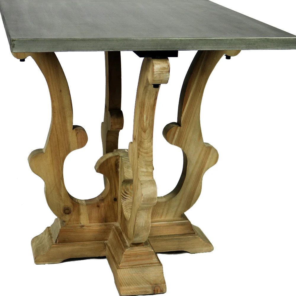 24" Natural Brown And Gray Metal And Solid Wood Square End Table By Homeroots - Image 5