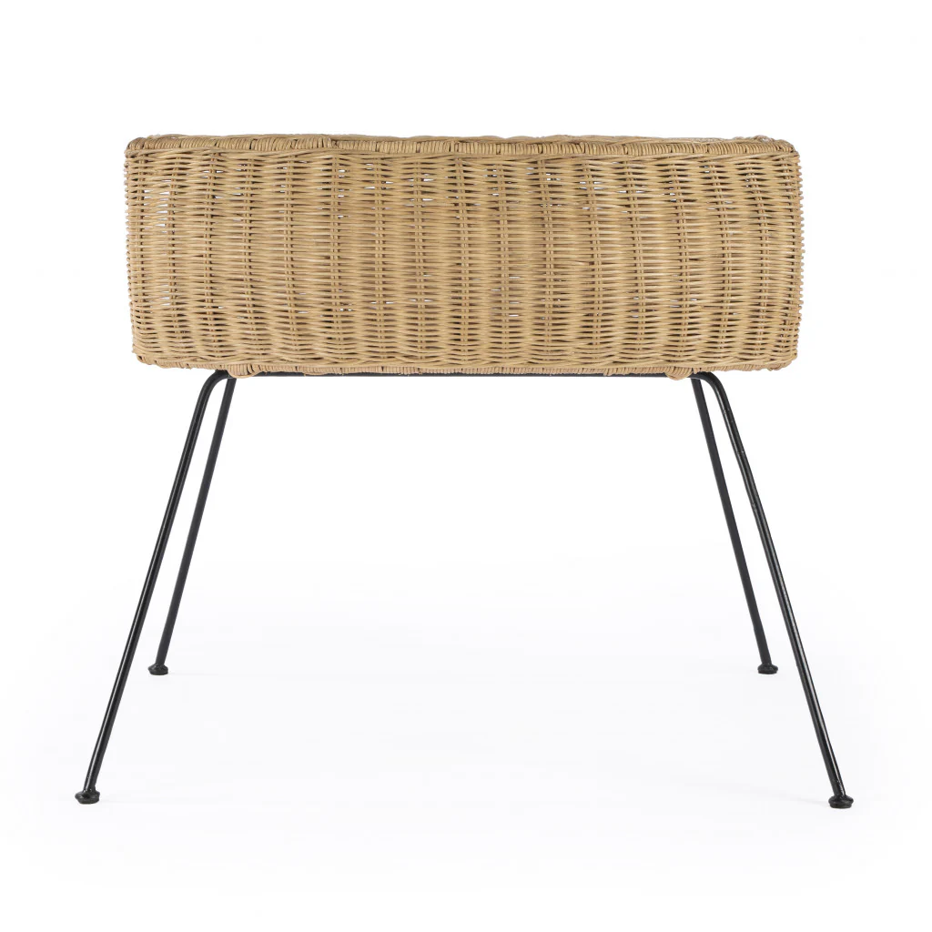 24" Natural Brown Rattan and Black End Table With Shelf By Homeroots - Image 4