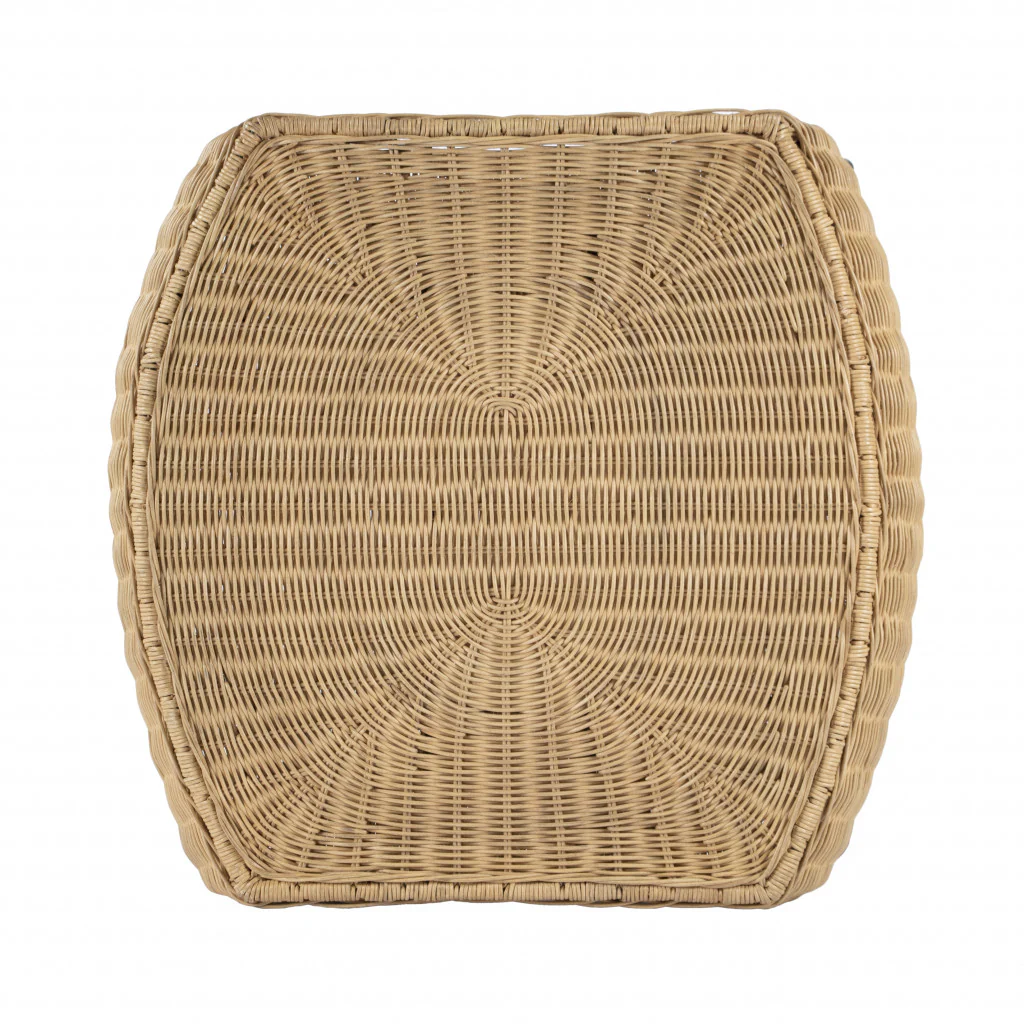 24" Natural Brown Rattan and Black End Table With Shelf By Homeroots - Image 5