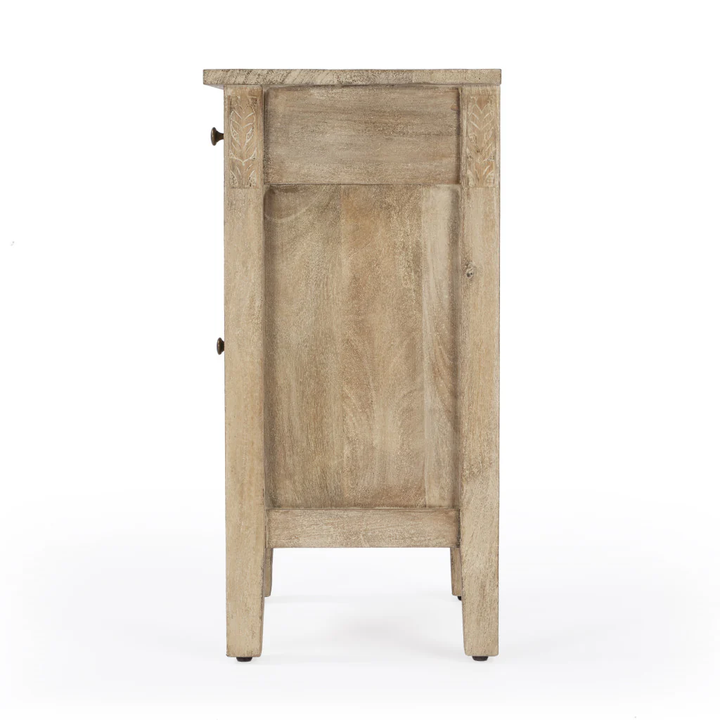 24" Natural Brown Solid Wood End Table With Cabinet and Drawer By Homeroots - Image 7
