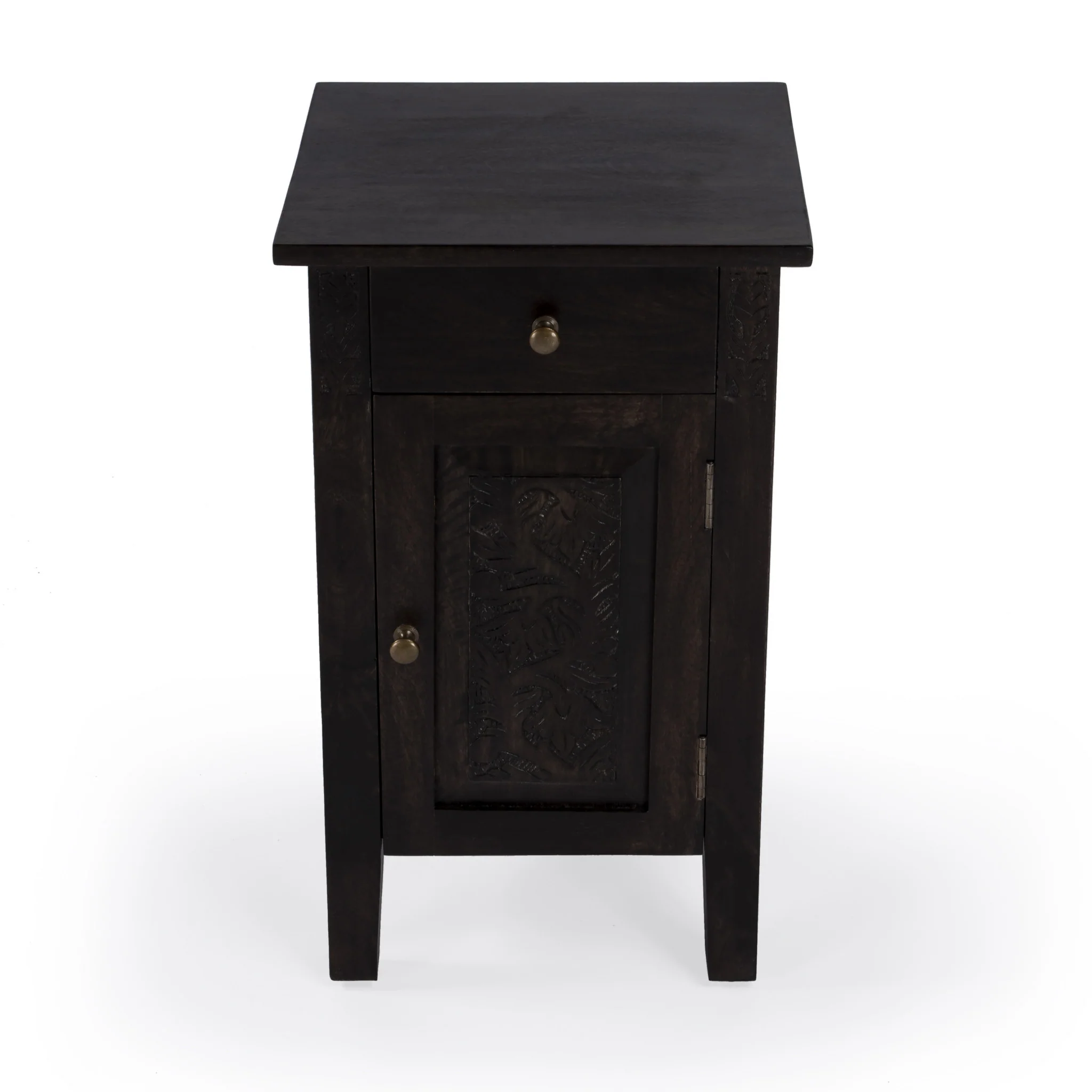 24" Natural Brown Solid Wood End Table With Door and Drawer By Homeroots - Image 4