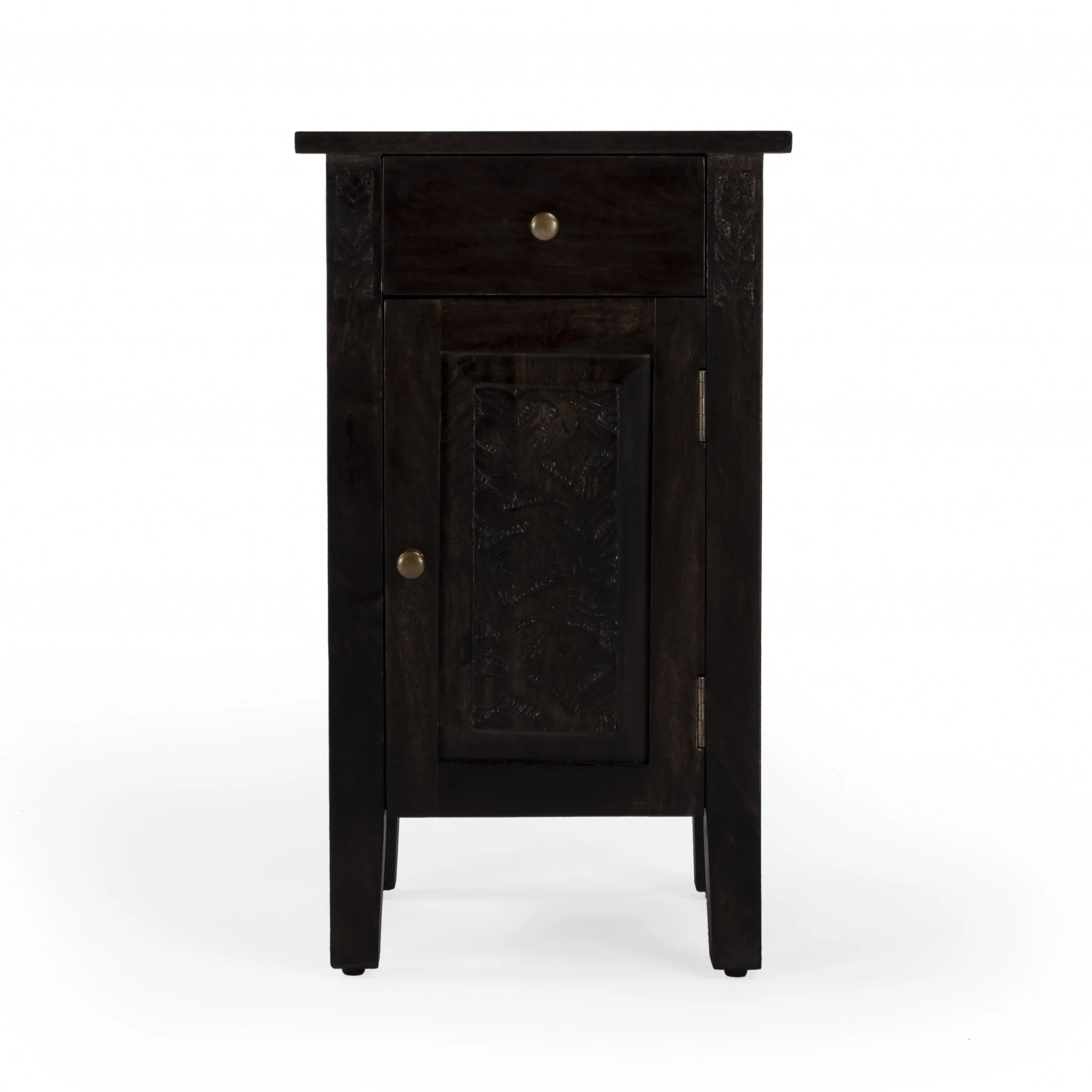 24" Natural Brown Solid Wood End Table With Door and Drawer By Homeroots - Image 5