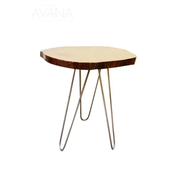 24" Natural Solid Wood Live Edge and Metal End Table By Homeroots - Image 2