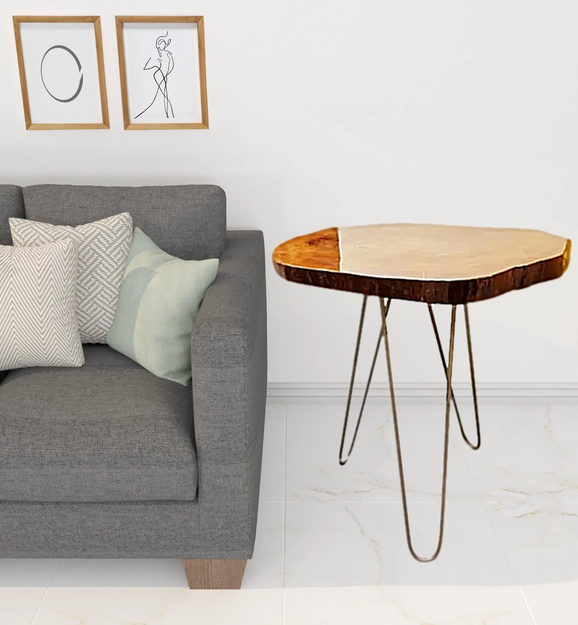 24" Natural Solid Wood Live Edge and Metal End Table By Homeroots - Image 4