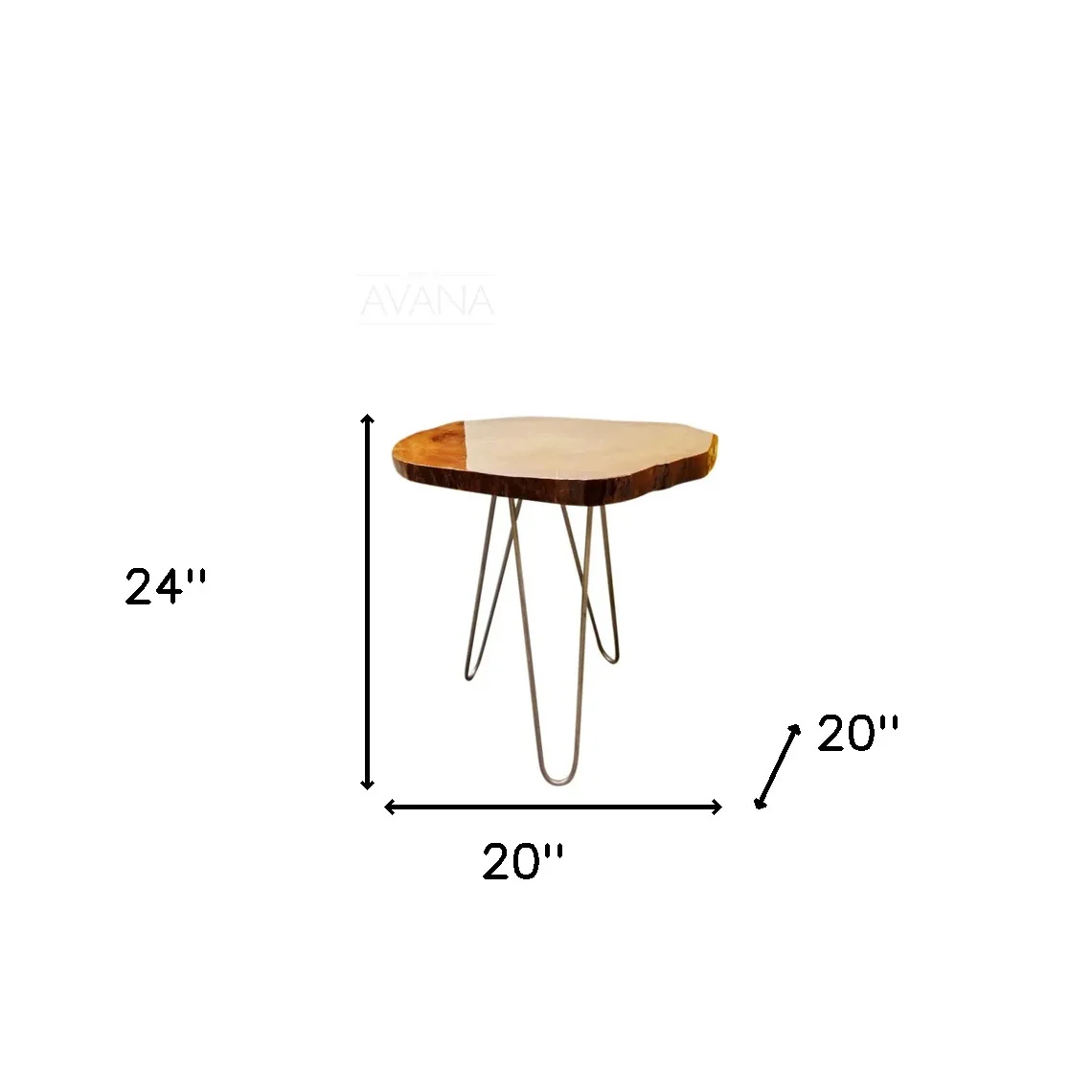 24" Natural Solid Wood Live Edge and Metal End Table By Homeroots - Image 5