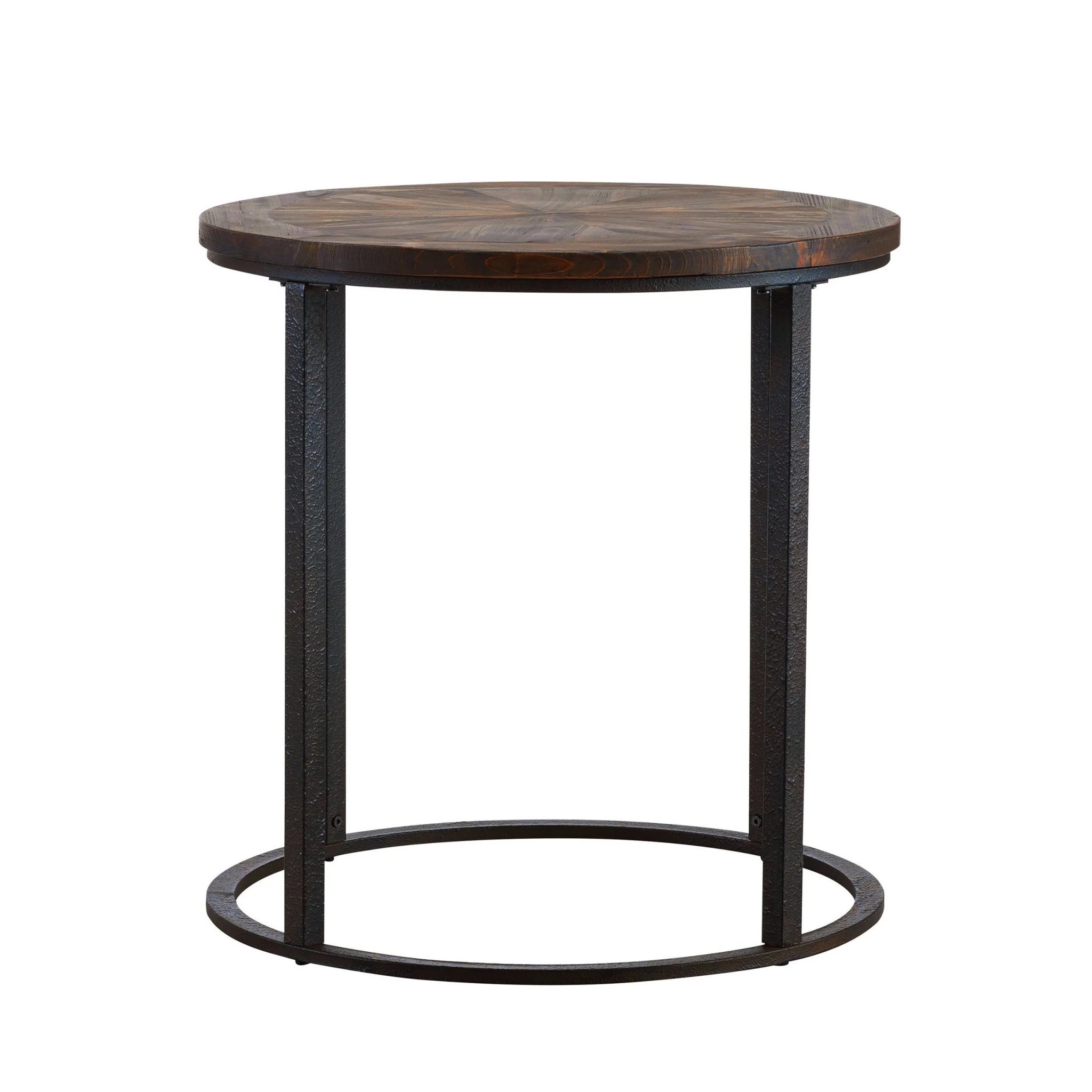 24" Natural Wood Solid Wood And Iron Round End Table By Homeroots - Image 2