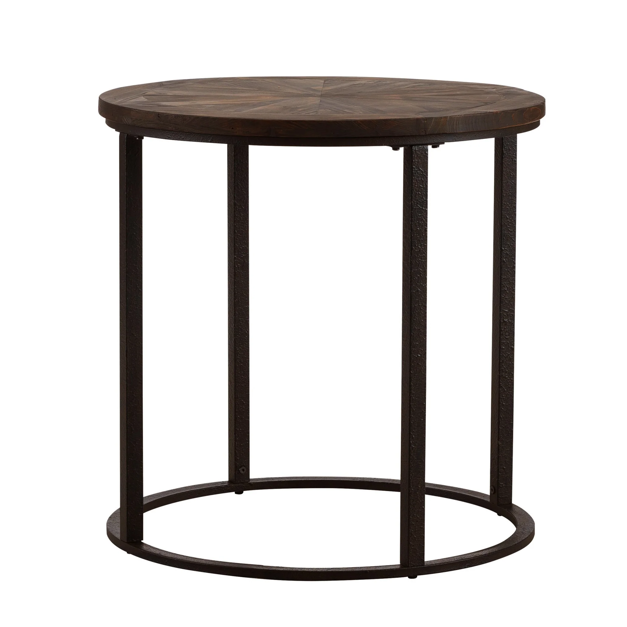 24" Natural Wood Solid Wood And Iron Round End Table By Homeroots - Image 3