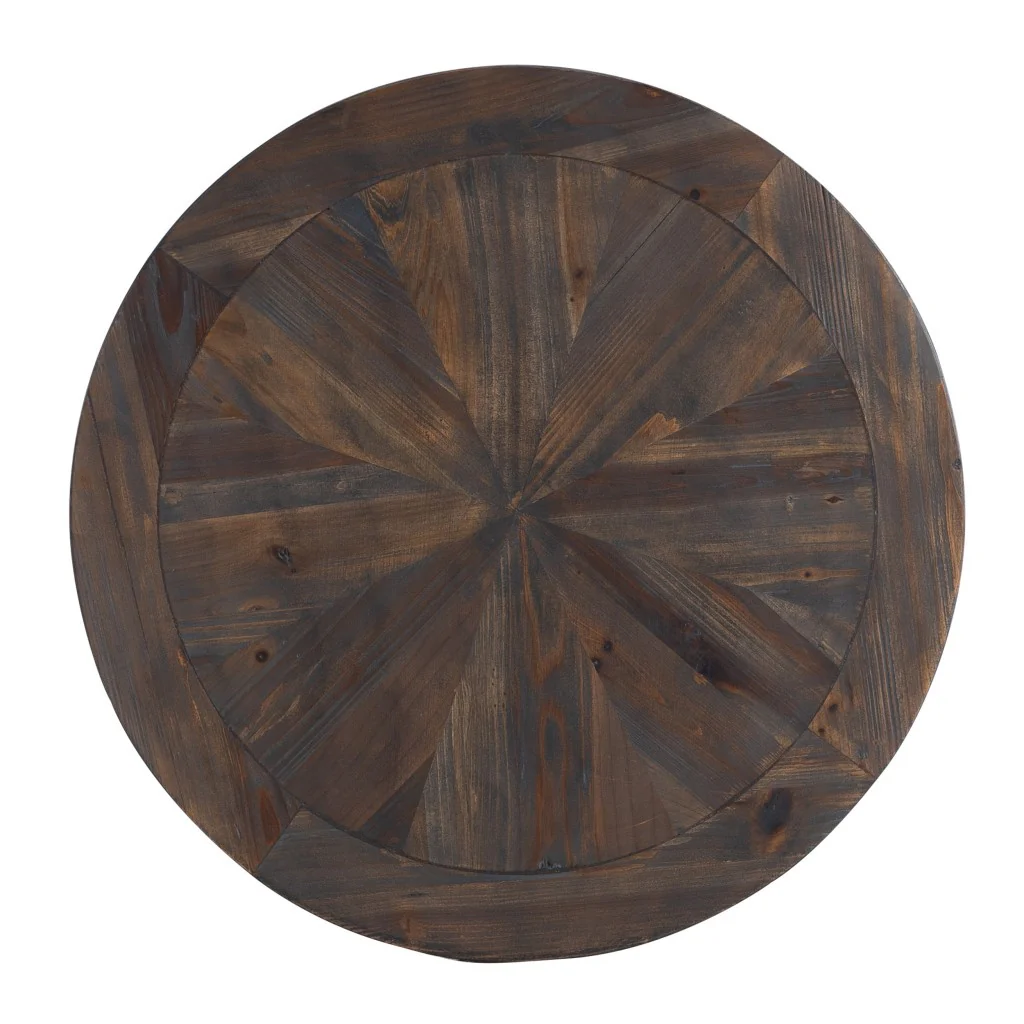 24" Natural Wood Solid Wood And Iron Round End Table By Homeroots - Image 4