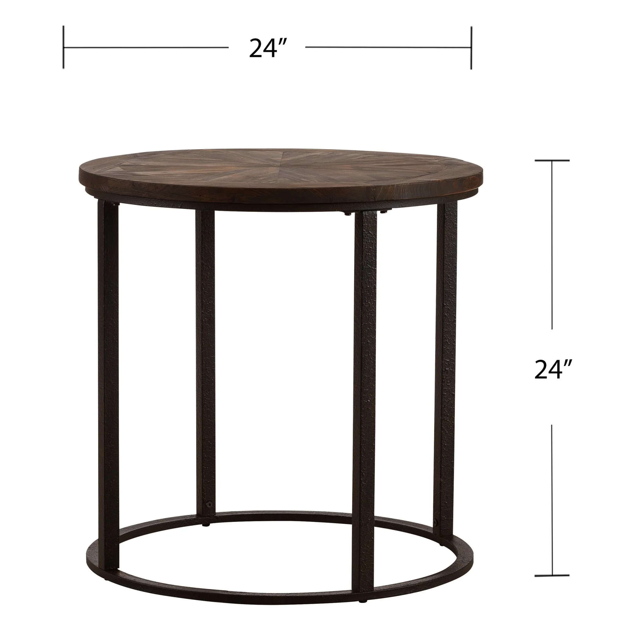 24" Natural Wood Solid Wood And Iron Round End Table By Homeroots - Image 5