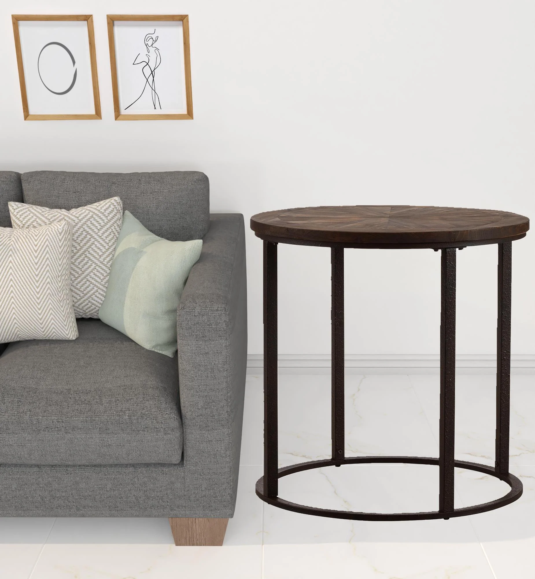 24" Natural Wood Solid Wood And Iron Round End Table By Homeroots - Image 6