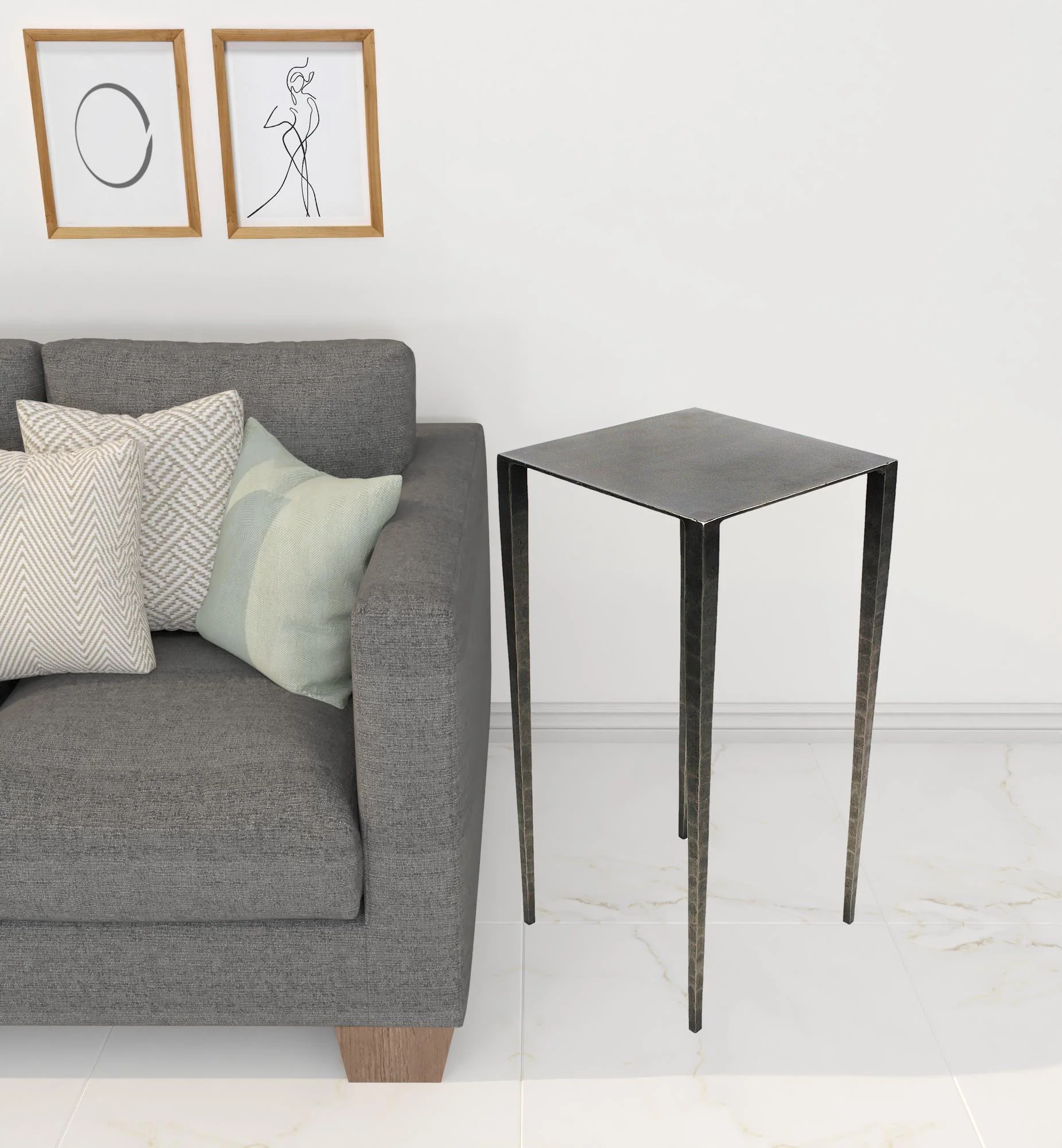 24" Nickel Iron Square End Table By Homeroots - Image 2