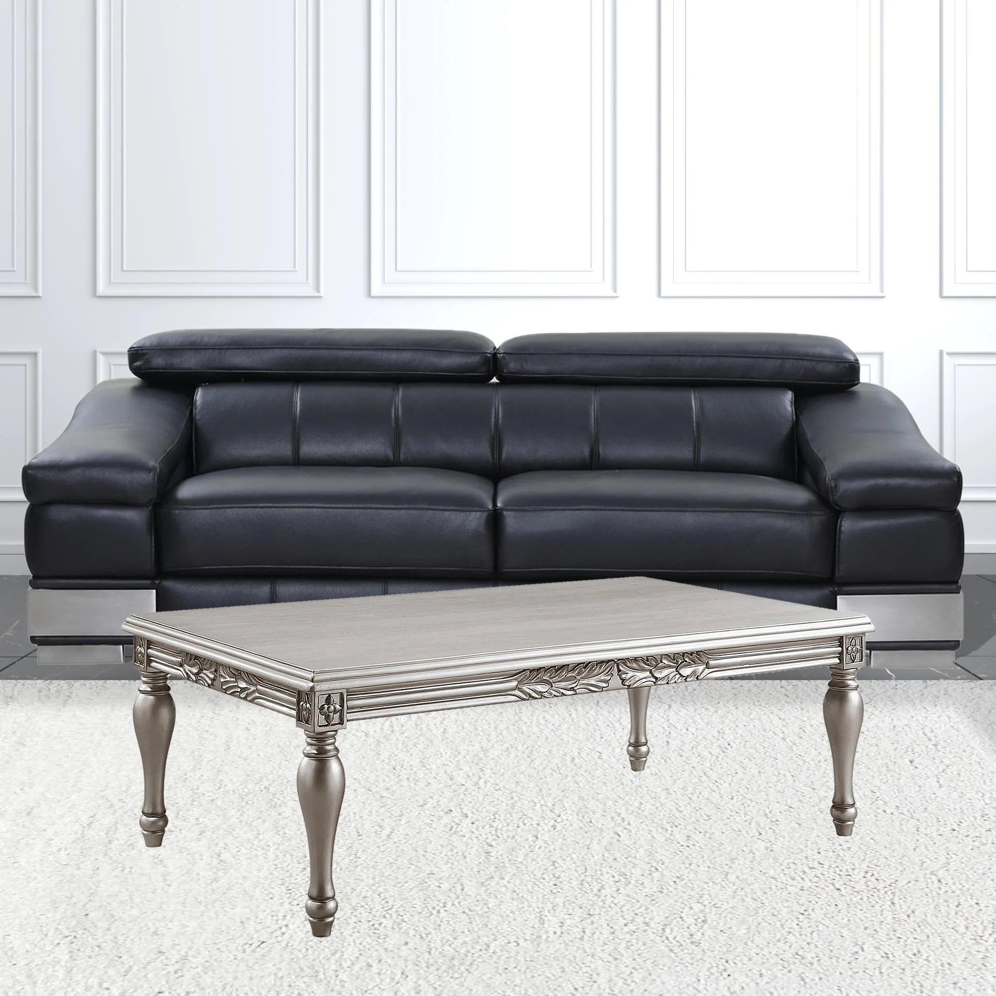 24" Platinum Manufactured Wood Rectangular Coffee Table By Homeroots - Image 4