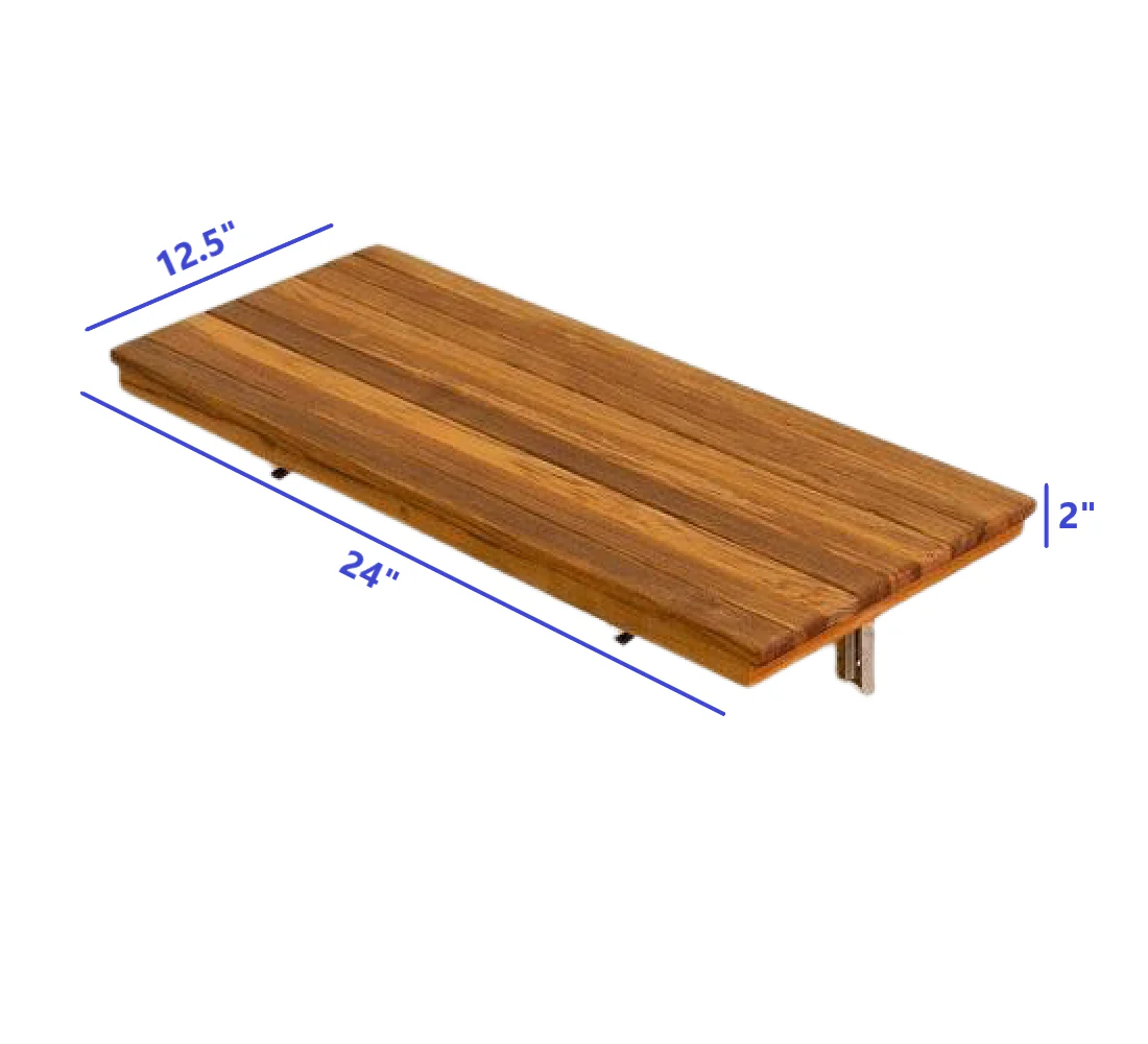 24" Premium Wall Mount Teak Shower Bench By Homeroots - Image 7