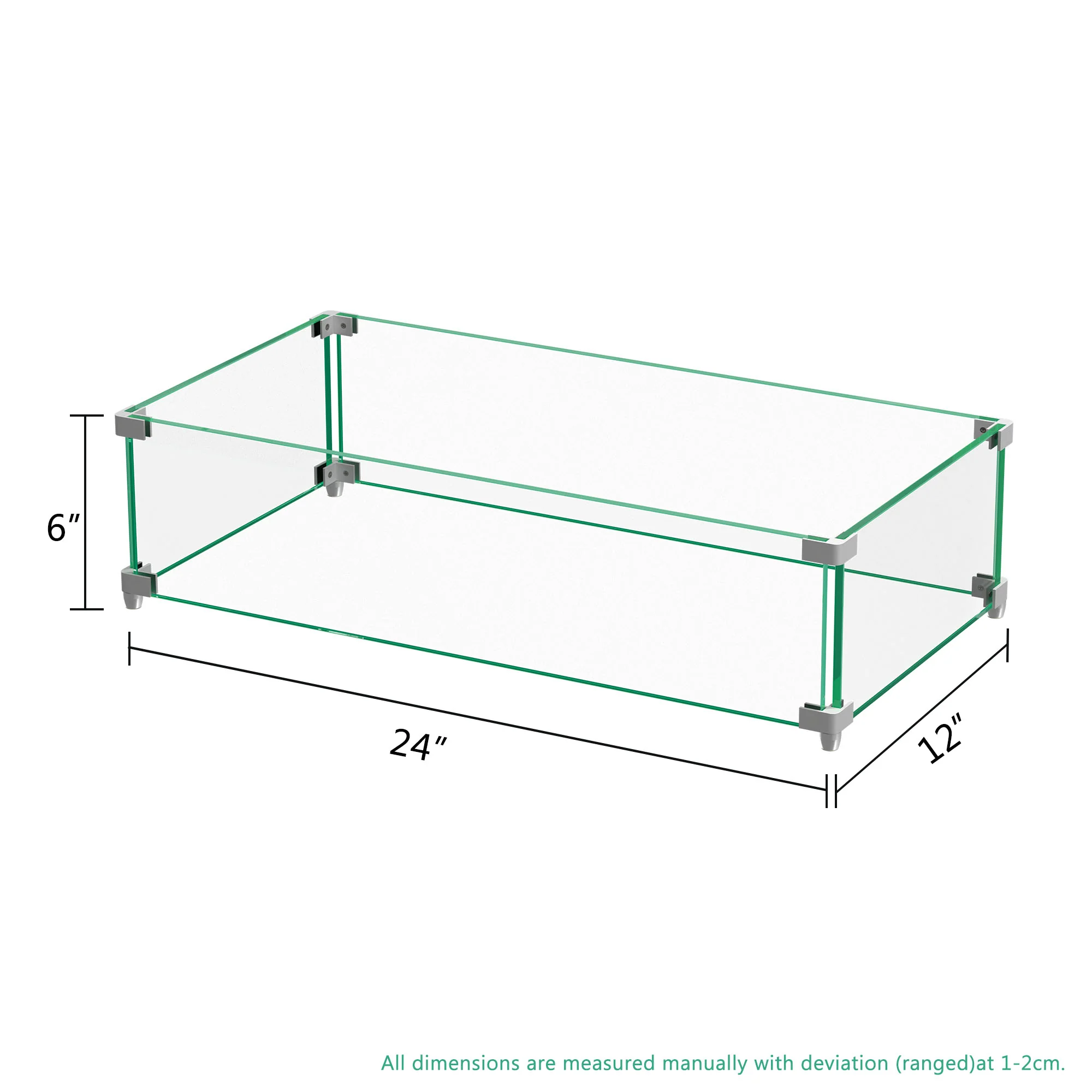 24" Rectangular Glass Fire Pit Flame Protector By Homeroots - Image 3