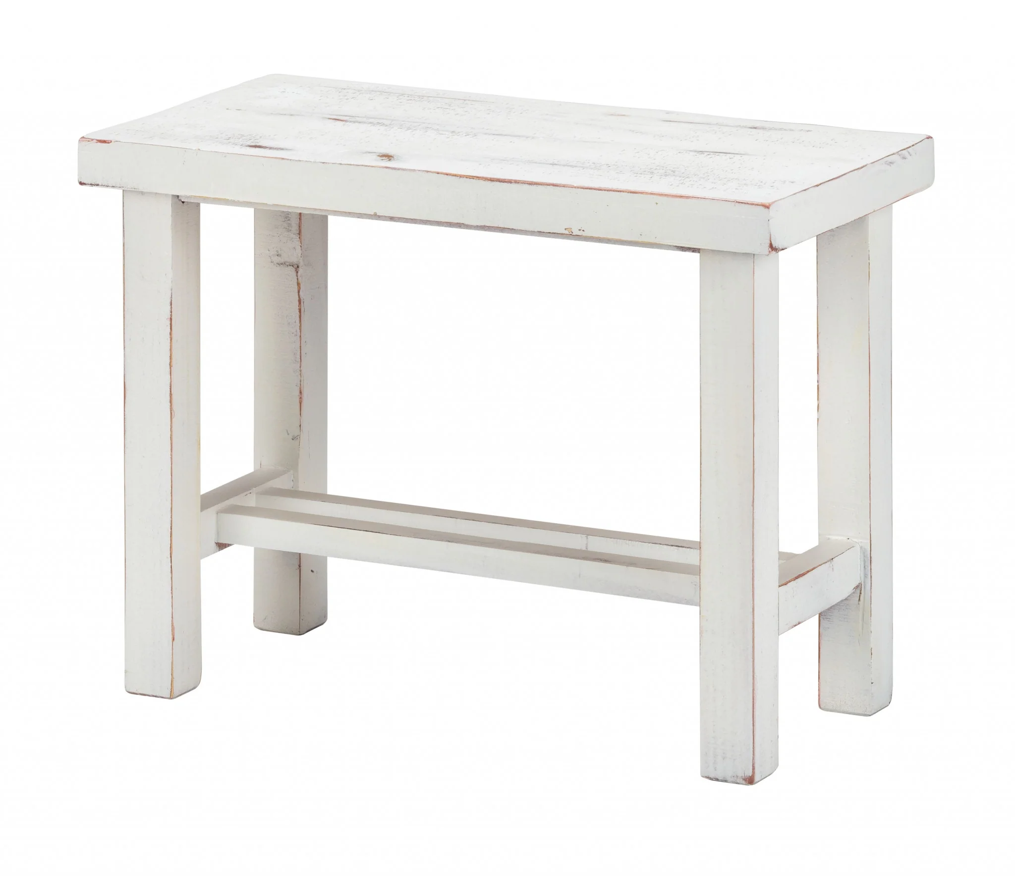 24" Rustic White Distressed Bench By Homeroots - Image 2