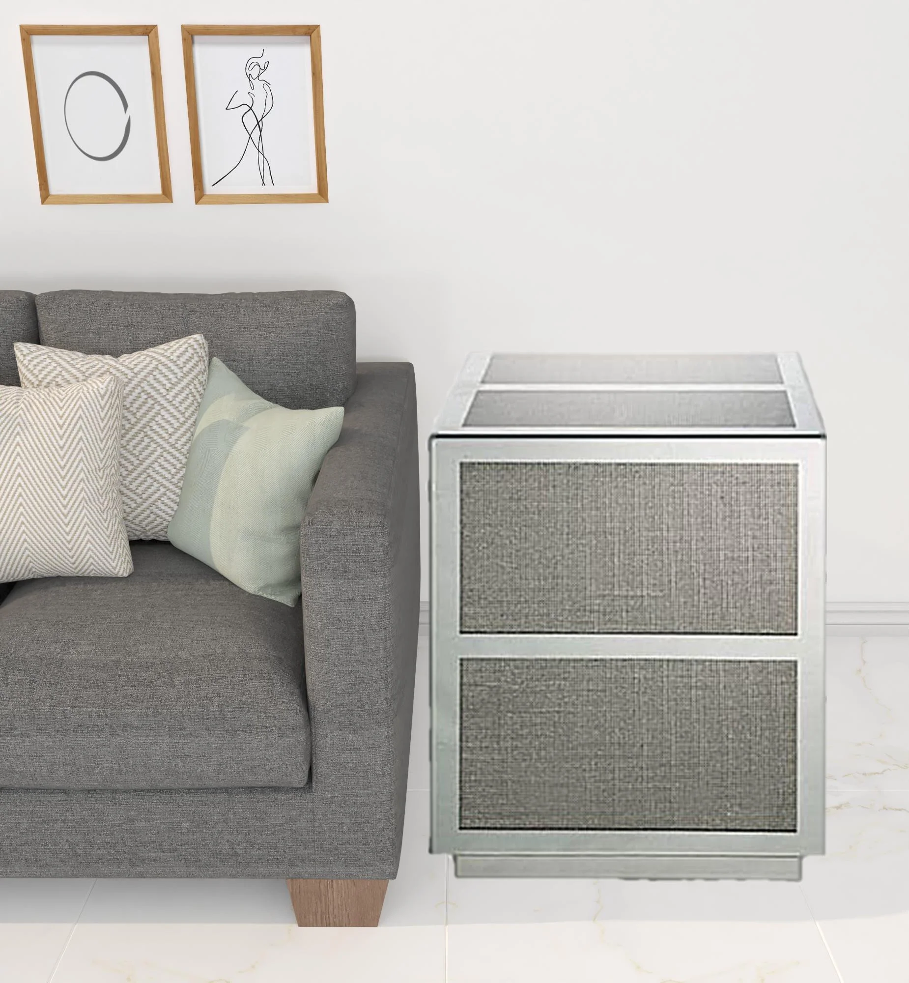 24" Silver And Clear Glass And Stone Square End Table By Homeroots - Image 2