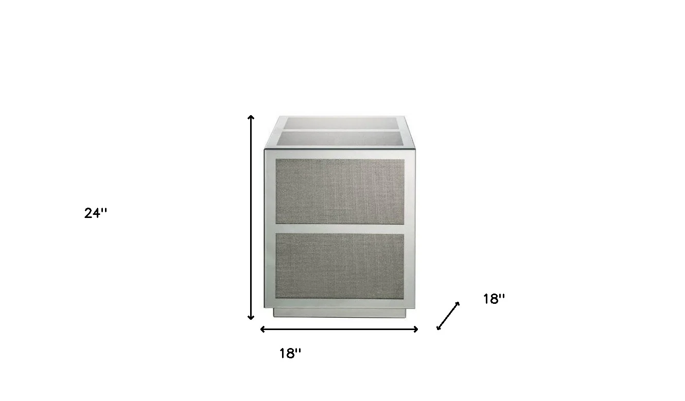 24" Silver And Clear Glass And Stone Square End Table By Homeroots - Image 5