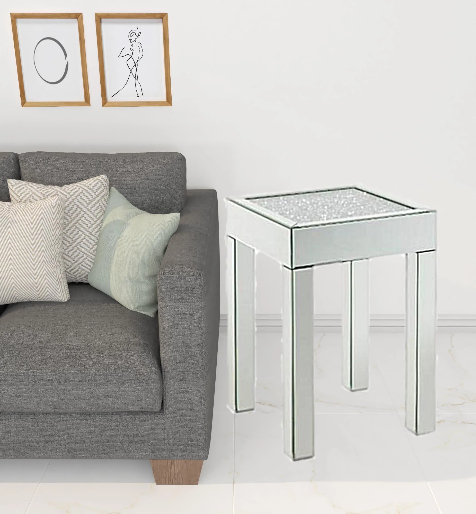 24" Silver And Clear Glass Square Mirrored End Table By Homeroots - Image 2