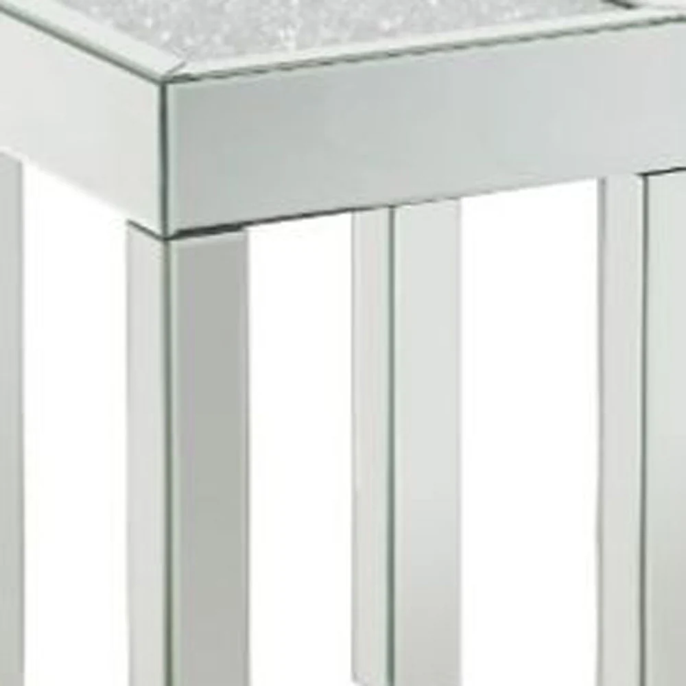 24" Silver And Clear Glass Square Mirrored End Table By Homeroots - Image 3