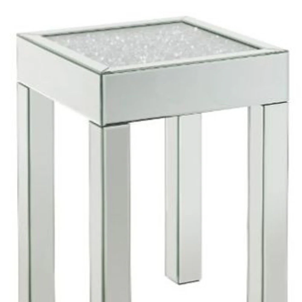 24" Silver And Clear Glass Square Mirrored End Table By Homeroots - Image 4