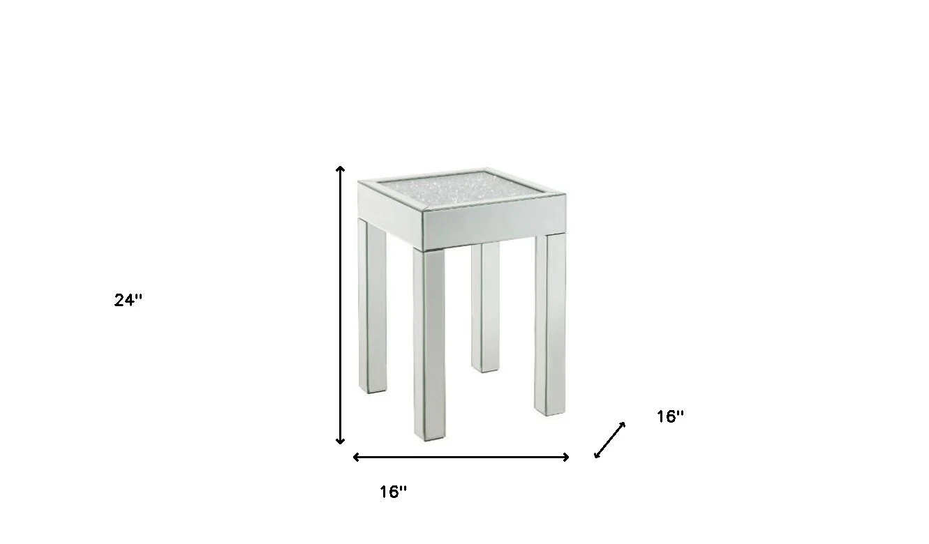 24" Silver And Clear Glass Square Mirrored End Table By Homeroots - Image 5