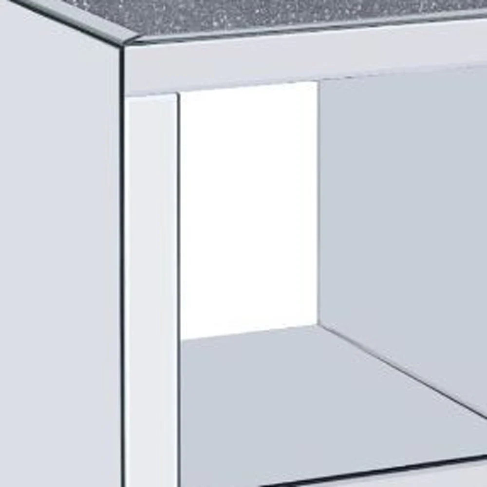 24" Silver And Gray Glass And Mirrored Square End Table With Shelf By Homeroots - Image 3